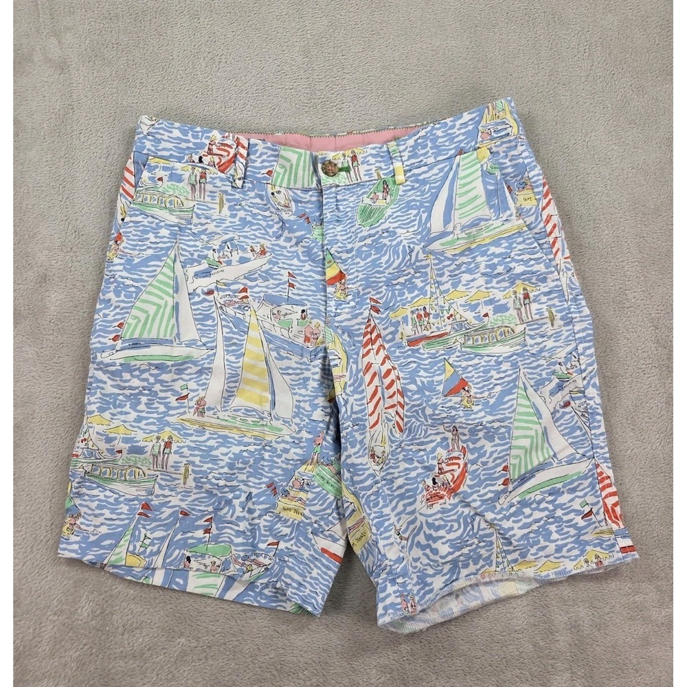 READ Lilly Pulitzer Fitz Shorts Mens 32 Sailboat Nautical